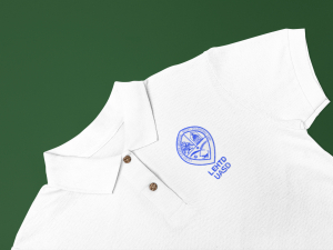 closeup of a polo shirt mockup on a plain surface 28926